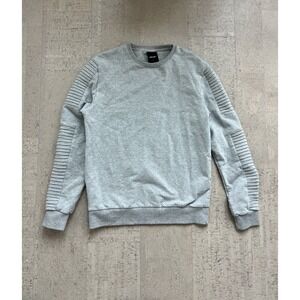Nana Judy Gray Moto Crewneck Sweatshirt Mens Small Fleece Ribbed Sleeve Pullover